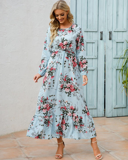 Loua™ Lichtblauwe Zomerse Ibiza Jurk Met Bloemenprint