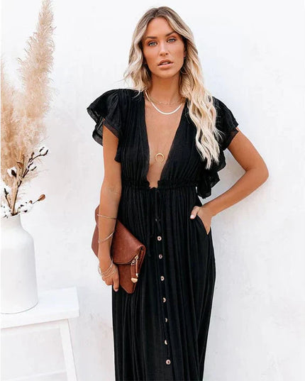 Feline™ Maxi Zwarte Ibiza Jurk
