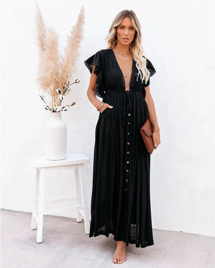 Feline™ Maxi Zwarte Ibiza Jurk