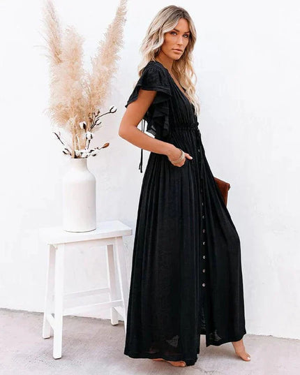 Feline™ Maxi Zwarte Ibiza Jurk
