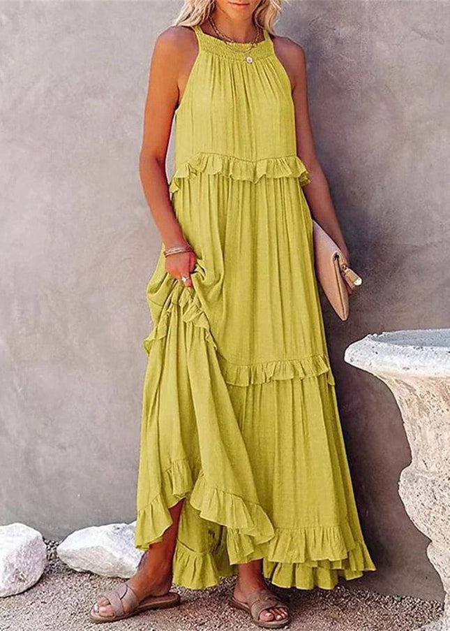 Meave™ Gele Losse Zomerse Feestelijke Maxi Jurk