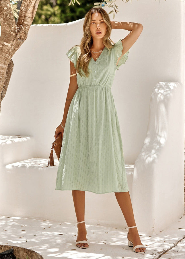 Juna™ Groene Bruiloft Gasten Jurk Midi