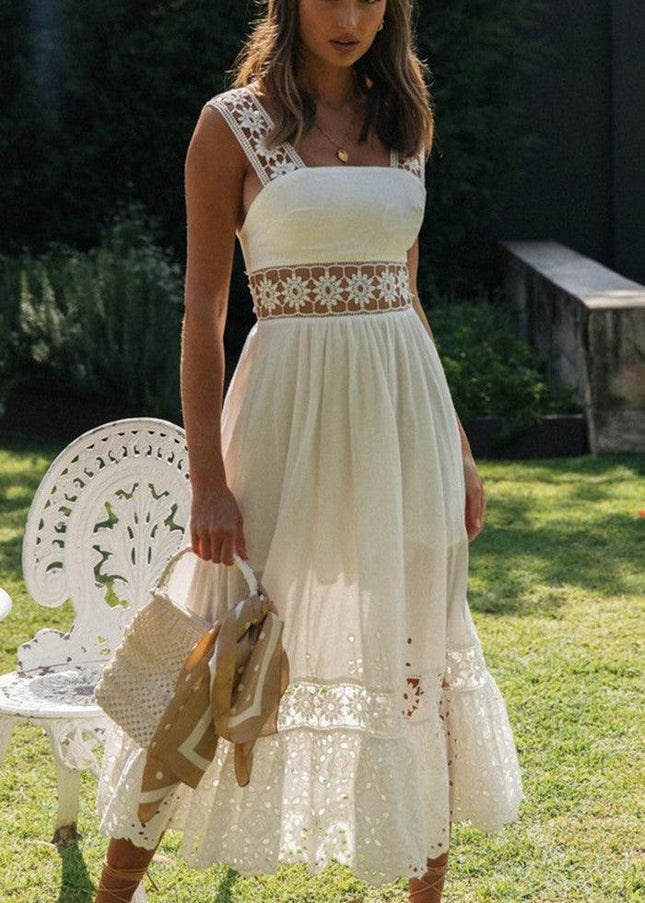 Janette™ - Witte Bohemian Jurk