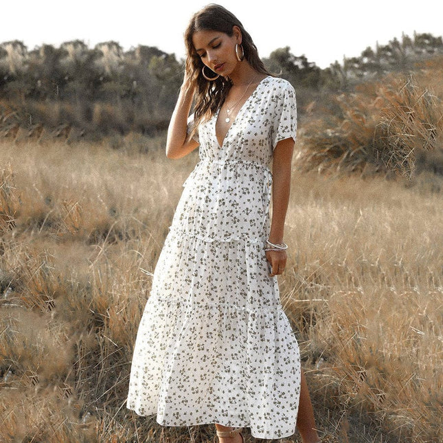 Tess™ Witte Lange Zomerjurk met Print