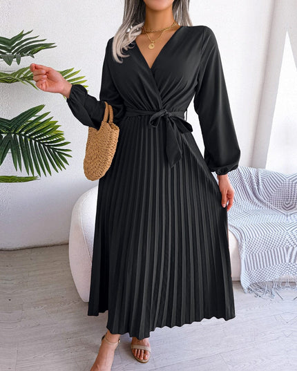 Amy™ Zwarte Elegante Maxi Jurk Met V-hals Feestelijke Boho Stijl